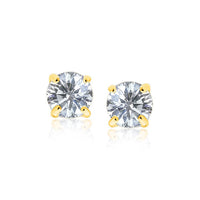 Thumbnail for 14k Yellow Gold 8.0mm Round CZ Stud Earrings