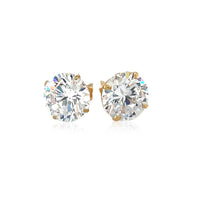 Thumbnail for 14k Yellow Gold 8.0mm Round CZ Stud Earrings