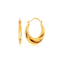Thumbnail for 14k Yellow Gold Graduated Oval Hoop Earrings