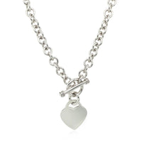 Thumbnail for Sterling Silver Rhodium Plated Rolo Chain Necklace with a Heart Toggle Charm