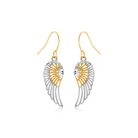 Thumbnail for Two-Tone Wing Drop Earrings in 10K Gold