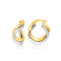Thumbnail for 14k Two Tone Gold Earrings in Fancy Double Twist Style