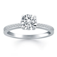 Thumbnail for 14k White Gold Engagement Ring with Diamond Channel Set Band