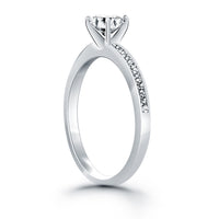 Thumbnail for 14k White Gold Engagement Ring with Diamond Channel Set Band