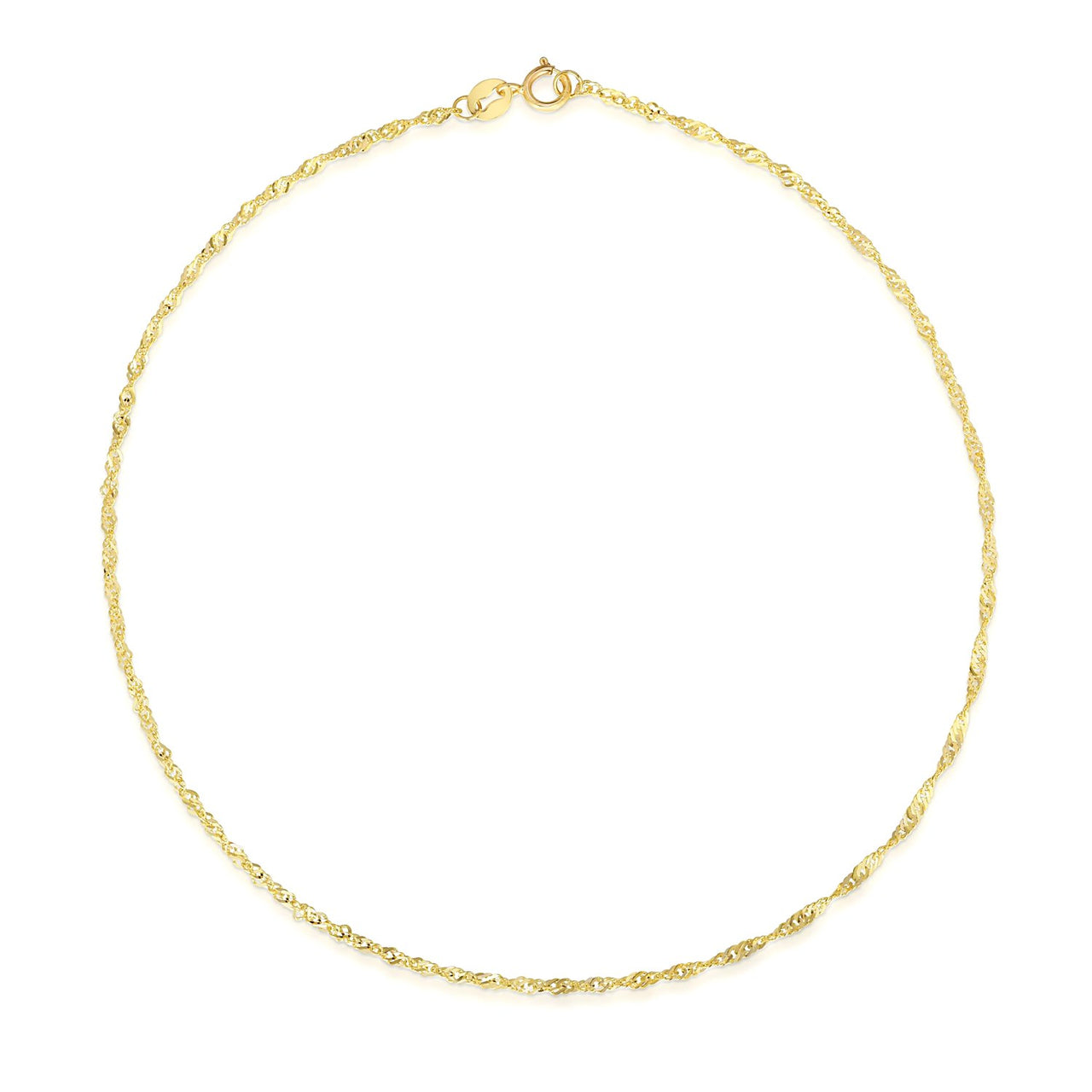 14k Yellow Gold Singapore Anklet 1.5mm