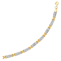 Thumbnail for 14k Two-Tone Gold Fancy X Line Bracelet