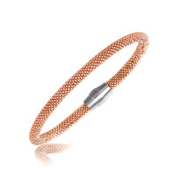 Thumbnail for Sterling Silver Rhodium Plated Rose Gold Plated Popcorn Bangle
