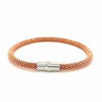 Thumbnail for Sterling Silver Rhodium Plated Rose Gold Plated Popcorn Bangle