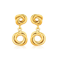 Thumbnail for 14k Yellow Gold Love Knot Stud Earrings with Drops