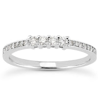 Thumbnail for 14k White Gold Wedding Band with Pave Set Diamonds and Prong Set Diamonds