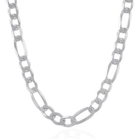 Thumbnail for Rhodium Plated 8.8mm Sterling Silver Figaro Style Chain