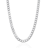 Thumbnail for Rhodium Plated 7.2mm Sterling Silver Curb Style Chain
