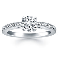 Thumbnail for 14k White Gold Diamond Pave Cathedral Engagement Ring