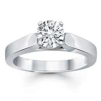 Thumbnail for 14k White Gold Wide Cathedral Solitaire Engagement Ring