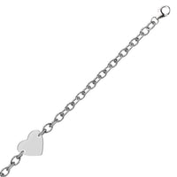 Thumbnail for Sterling Silver Rhodium Plated Chain Bracelet with a Flat Heart Station