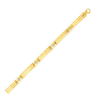 Thumbnail for 14k Two-Tone Gold Men's Bracelet with Screw Head Motif Accents