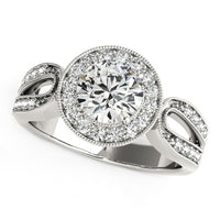 Thumbnail for 14k White Gold Teardrop Split Band Diamond Engagement Ring (1 1/3 cttw)