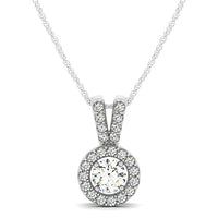 Thumbnail for Round Pendant with Split Bail and Diamond Halo in 14k White Gold (3/4 cttw)
