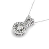 Thumbnail for Round Pendant with Split Bail and Diamond Halo in 14k White Gold (3/4 cttw)