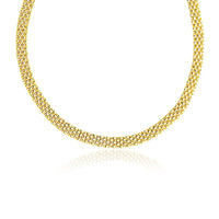 Thumbnail for 14k Yellow Gold Fancy Polished Multi-Row Panther Link Necklace