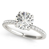 Thumbnail for 14k White Gold Diamond Engagement Ring with Scalloped Row Band (2 1/4 cttw)