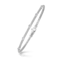 Thumbnail for 14k White Gold Diamond Accent Station Basket Weave Bracelet