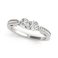 Thumbnail for Two Stone Diamond Ring With Milgrain Design In 14k White Gold (3/4 cttw)