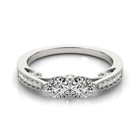 Thumbnail for Two Stone Diamond Ring With Milgrain Design In 14k White Gold (3/4 cttw)