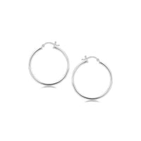 Thumbnail for Sterling Silver Thin Polished Hoop Style Earrings with Rhodium Plating (30mm)
