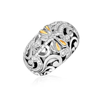Thumbnail for 18k Yellow Gold & Sterling Silver Dragonfly Ring with Diamonds