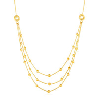 Thumbnail for Station Necklace with Three Chains and Love Knots in 14k Yellow Gold