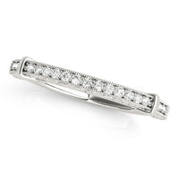 Thumbnail for 14k White Gold Bead Border Modern Wedding Band (1/8 cttw)
