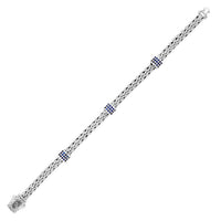 Thumbnail for Sterling Silver Woven Bracelet with Blue Sapphire Stations