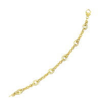 Thumbnail for 14k Yellow Gold Oval and Round Link Textured Chain Bracelet