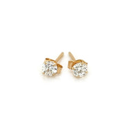 Thumbnail for 14k Yellow Gold Stud Earrings with White Hue Faceted Cubic Zirconia