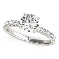 Thumbnail for 14k White Gold Single Row Shank Round Diamond Engagement Ring (1 1/3 cttw)