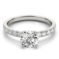 Thumbnail for 14k White Gold Single Row Shank Round Diamond Engagement Ring (1 1/3 cttw)