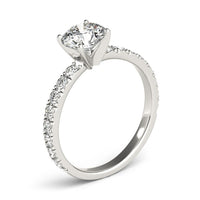 Thumbnail for 14k White Gold Single Row Shank Round Diamond Engagement Ring (1 1/3 cttw)