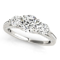 Thumbnail for 14k White Gold 3 Stone Style Round Diamond Engagement Ring (1 3/4 cttw)