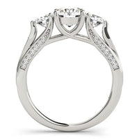 Thumbnail for 14k White Gold 3 Stone Style Round Diamond Engagement Ring (1 3/4 cttw)