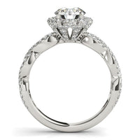Thumbnail for 14k White Gold Flower Motif Split Shank Diamond Engagement Ring (1 5/8 cttw)
