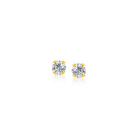 Thumbnail for 14k Yellow Gold Stud Earrings with Faceted White Cubic Zirconia