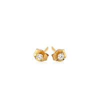 Thumbnail for 14k Yellow Gold Stud Earrings with Faceted White Cubic Zirconia