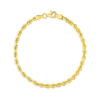 Thumbnail for 4.0mm 10k Yellow Gold Solid Diamond Cut Rope Bracelet