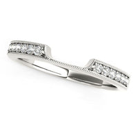 Thumbnail for 14k White Gold Curved Section Antique Style Diamond Wedding Band (1/8 cttw)