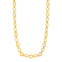 Thumbnail for Shiny and Textured Oval Link Necklace in 14k Yellow Gold