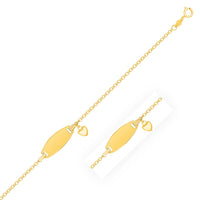 Thumbnail for 14k Yellow Gold Heart Accented Children's Cable Chain ID Bracelet