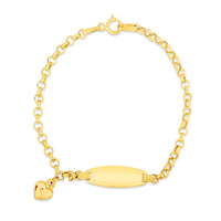Thumbnail for 14k Yellow Gold Heart Accented Children's Cable Chain ID Bracelet