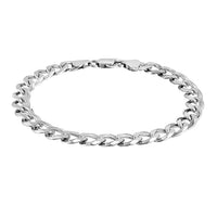 Thumbnail for Rhodium Plated 8.4mm Sterling Silver Curb Style Bracelet