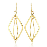Thumbnail for 14k Yellow Gold Flat Open Diamond Interlaced Style Drop Earrings